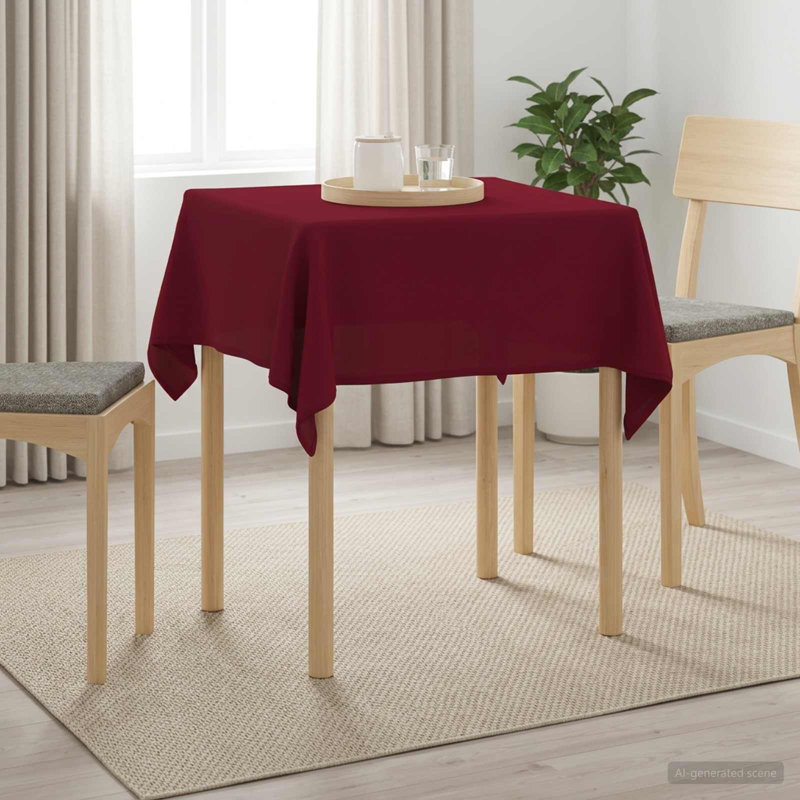 Table Cloth Plain Polyester Cover Fabric Tablecloth Kitchen Dining for, 140 cm L, Wine Red, 1