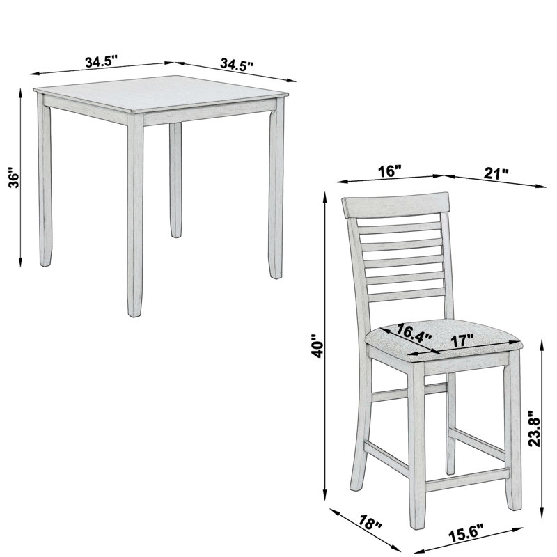 4 - Person Counter Height Dining Set, Gray