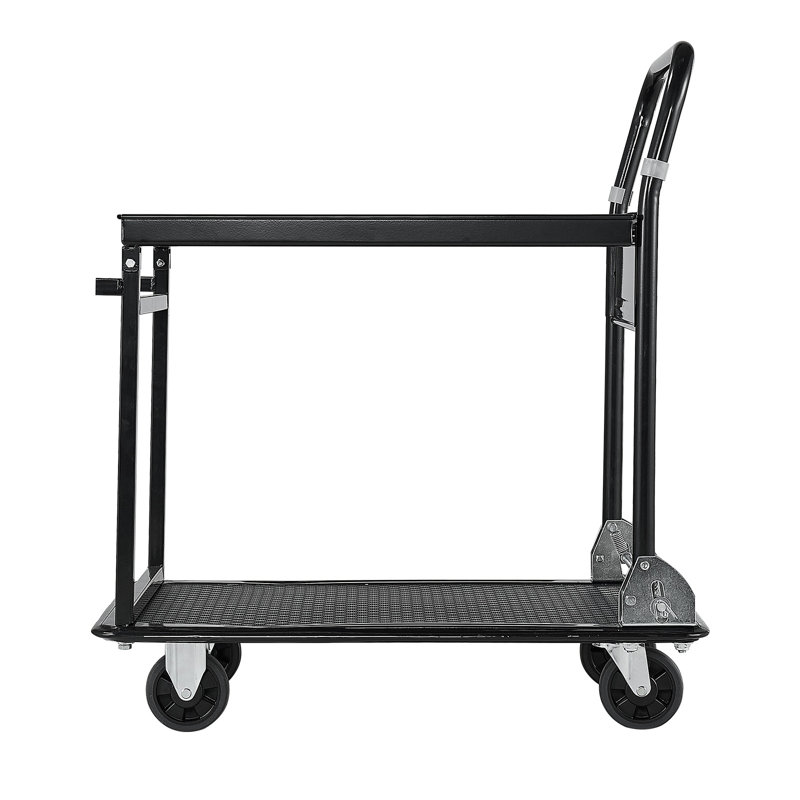 Chariot de manutention pliable, 318 kg, à deux niveaux, plateau de 73 x 47 x 82 cm, robuste, avec roues, en acier haute résistance, idéal pour garage, atelier, bureau et entrepôt.