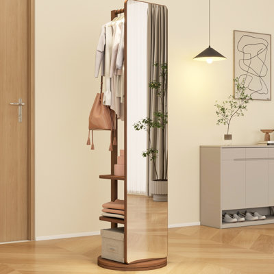 Élégant miroir double en noyer massif de 65,7 po x 17,7 po avec verre en caoutchouc et caoutchouc, rehaussement de la chambre à coucher et du salon, utilisation de l'espace