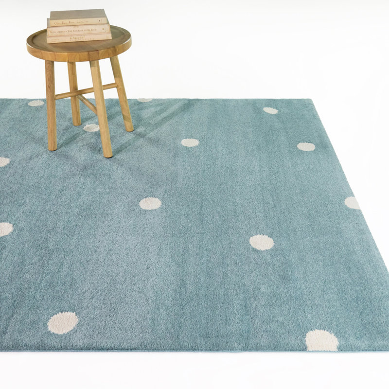 Nilo Light Blue Kids Dot Scatter Area Rug, 5'3" x 7'