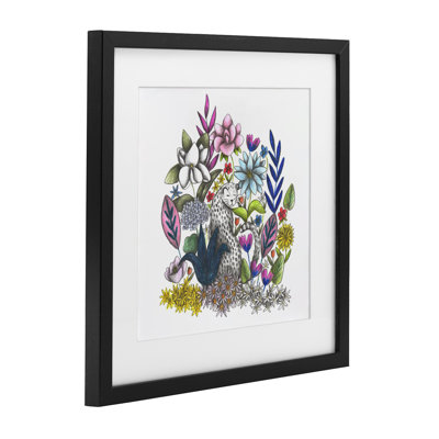 «Leopard in Midst of Flowers», reproduction encadrée sous verre, conception de Cecilia Battaini