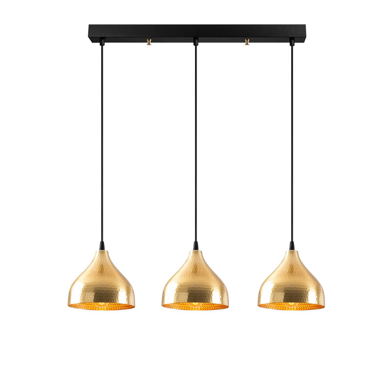 Modern Gold Chandelier, Adjustable Height, 44.5 x 7.1 x 4.0 inches | Metal Body, Cap Diameter: 7.1 inches, Height: 45.7 inches | 3 x E27 Max 40W | Elegant Scandinavian Design for Glamorous Home Décor
