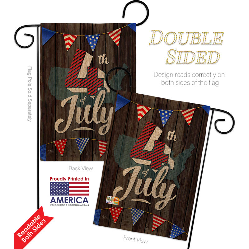 Double Sided 18.5'' H x 13'' W Independence Day Garden Flag, Jute