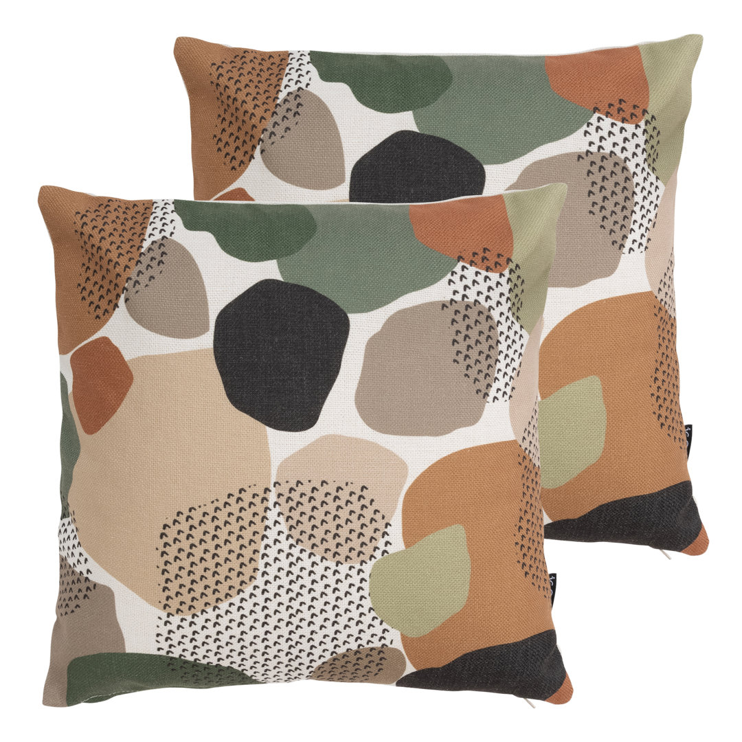 Bean Bag Bazaar Muted Pebble Print Indoor-Outdoor Cushion, Pack of 2, Multicolour
