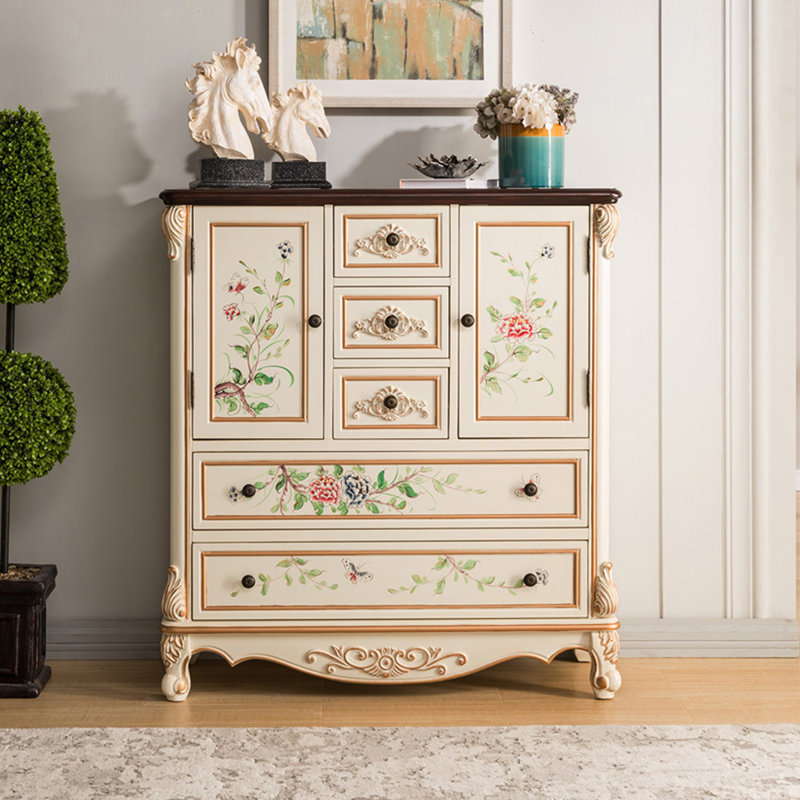 Commodes et commodes rectangulaires blanches en bois massif