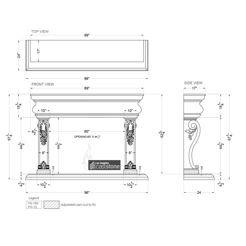 Tirana Fireplace Surround, White Acid Wash