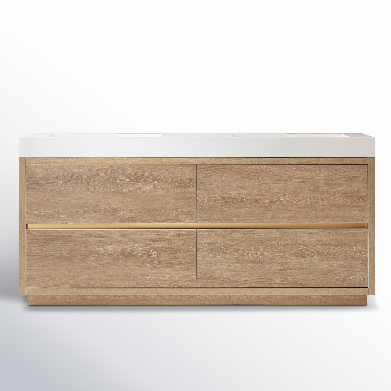 Beira 71.7'' Double Bathroom Vanity, North American Oak, White