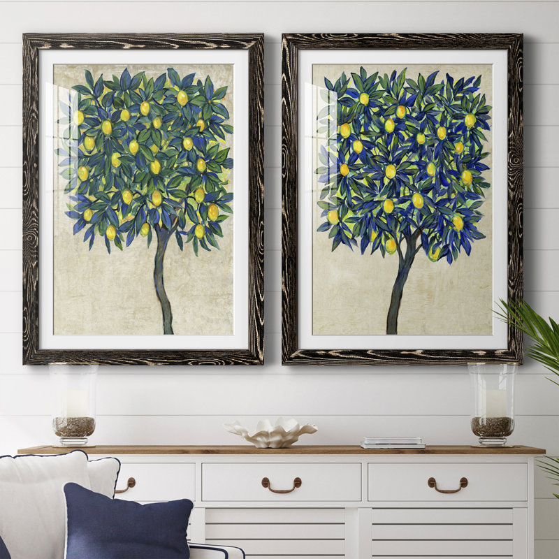 Lemon Tree Composition I Premium encadré mat - prêt à être accroché, H 20 po x l 34 po x P 1 po, Cadre noir