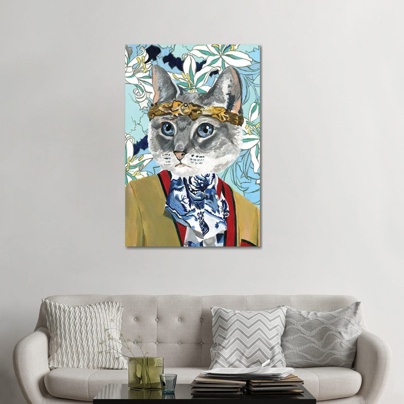 « Cat » par Heather Perry-imprimé, Pas de tapis, H 48 po x l 32 po x P 1,5 po, Toile tendue