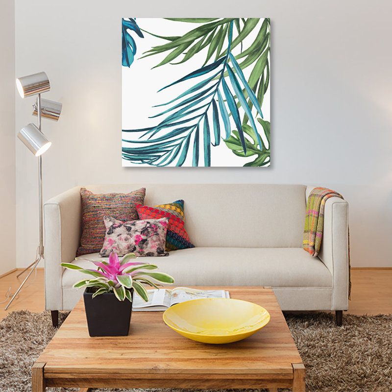 « palm leaves iii », impression sur toile, H 48 po x l 48 po x P 1,5 po, Pas de tapis, Toile tendue