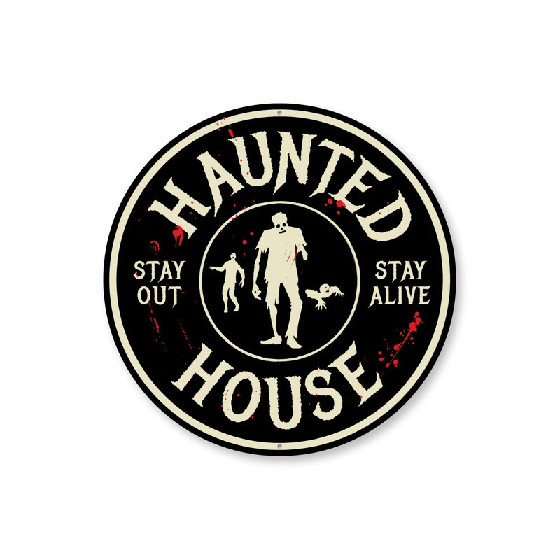 Enseigne en aluminium Zombie Haunted House, H 18 po x l 18 po x P 0,06 po