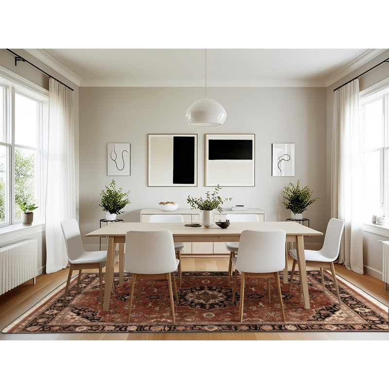 Machine Washable Persian Brown Area Rug, Rectangle 7' x 10'
