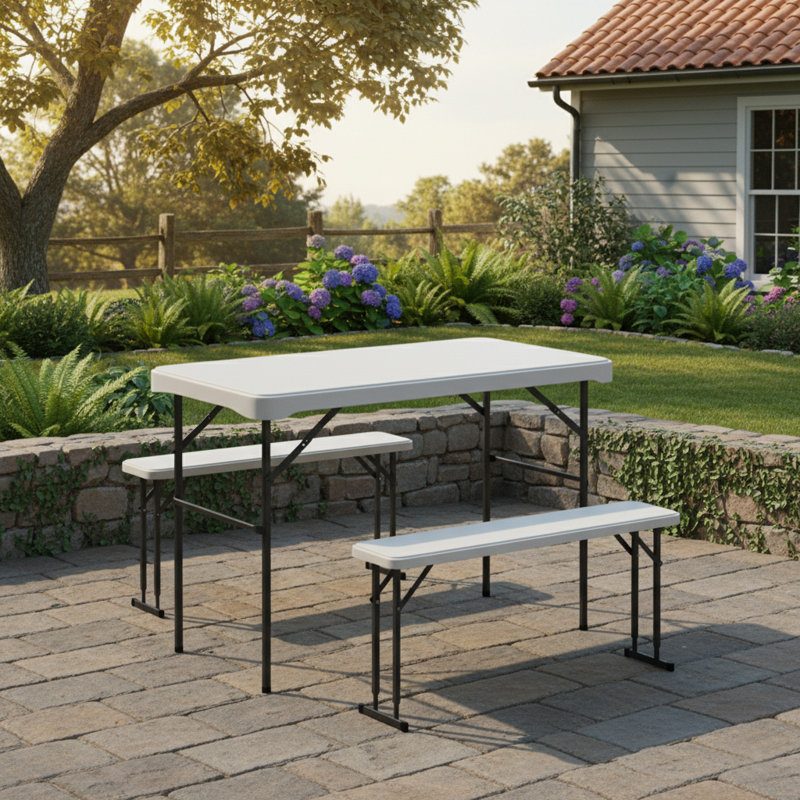 4 - Person Wicker Patio Dining Set Rectangular Table