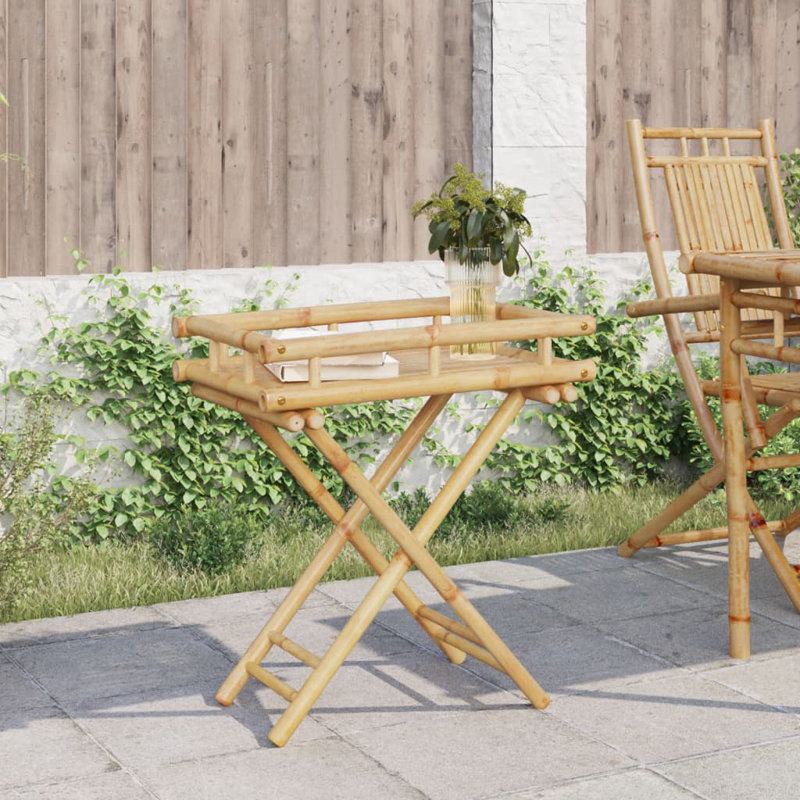 Natural Bamboo Folding Tray Table for Indoor/Outdoor Use