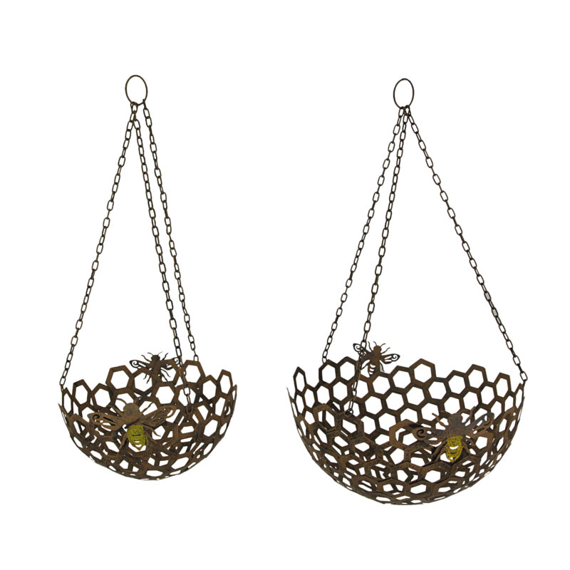 Ensemble de 2 pots de fleurs en métal rustiques