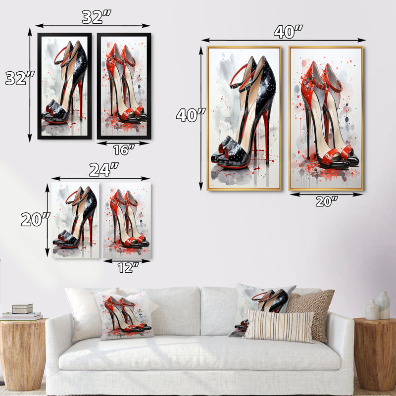 «Black And Red High Heels Symphony I» «Black And Red High Heels Symphony I» 2 - pièces sur, Toile tendue, H 32 po x l 32 po