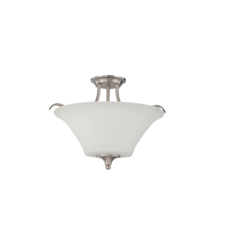 Plafonnier semi-encastré en verre, Nickel satiné