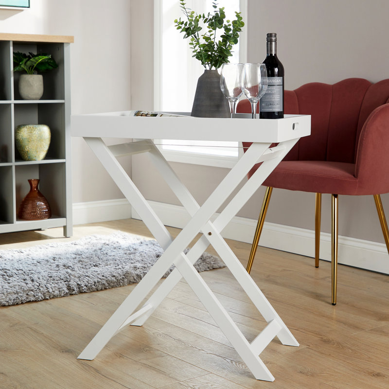 Alpine Large Side Coffee Butlers Tray Portable Table, White