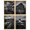 «Rustic Western Ranch Cow Horse Barn Barn Cowboy Life», ensemble de 4 reproductions d'art encadrées - salon bureau chalet maison de ferme décor