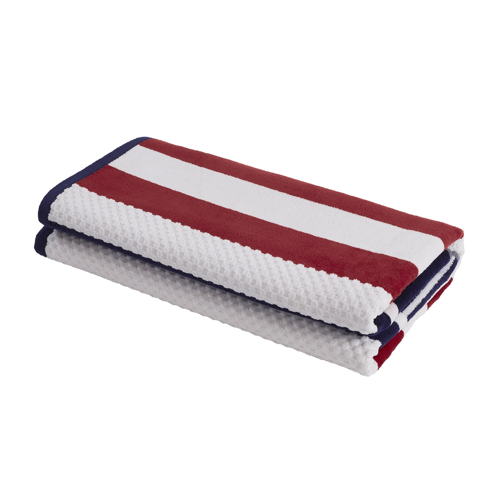 Gilus 100% Cotton Striped Beach Towel, Navy Blue