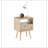 Rattan End Table With Drawer And Solid Wood Legs, Nightstand For Storage And Charging, Easy Assembly-1318840013