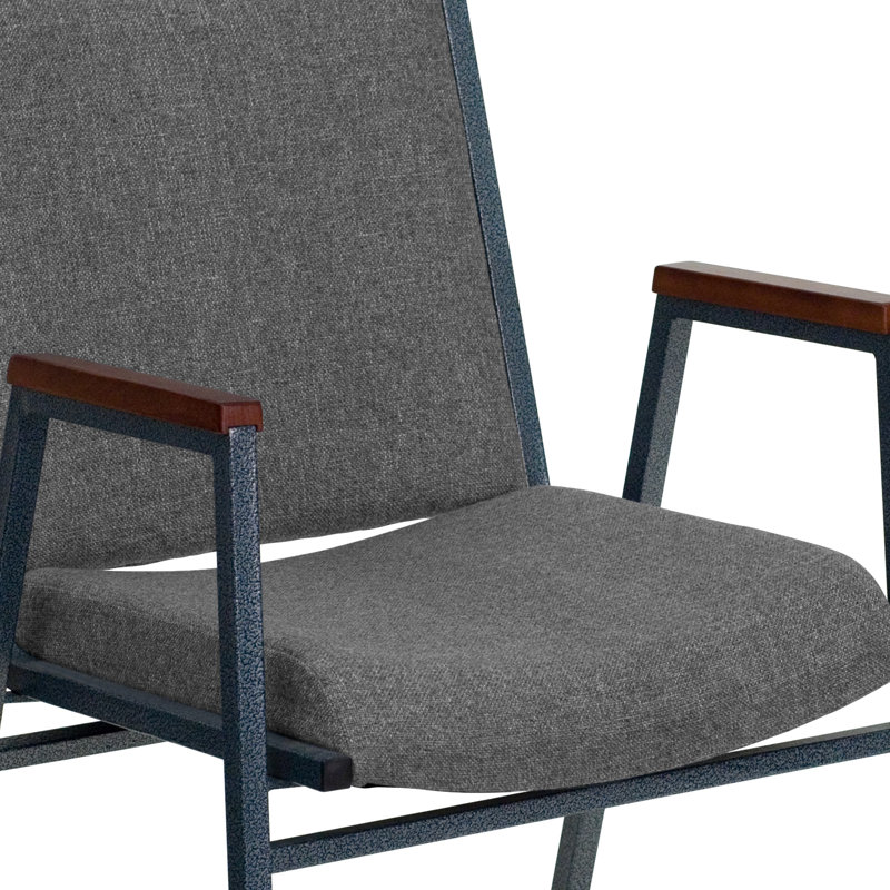 Hercules Series Heavy Duty Gray Fabric Stacking Chair with Arms