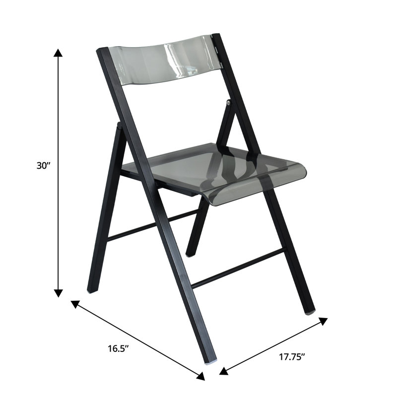 Transparent Acrylic Folding Chair with Stainless Steel Frame and Footrest – Stackable Open-Back Side Chair