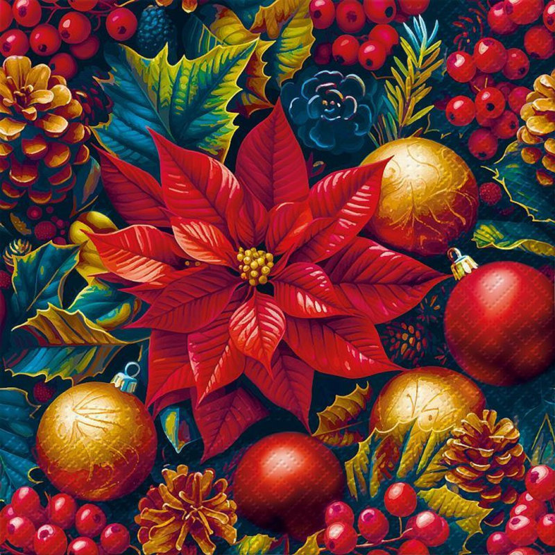 Serviettes de table rétro style poinsettia