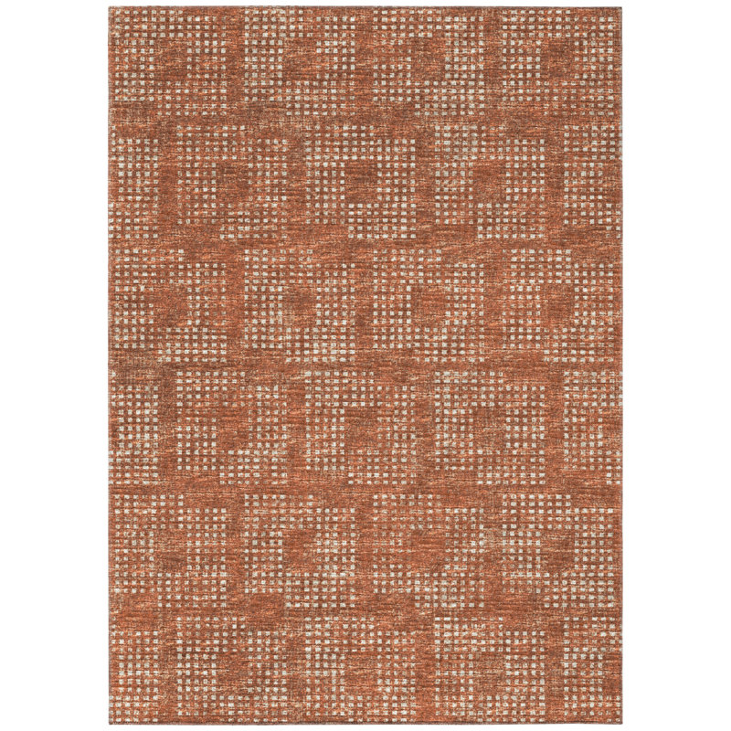 Tapis contemporain rouge pied-de-poule 3 po x 5 po, Rectangle 5 pi x 7 pi 6 po