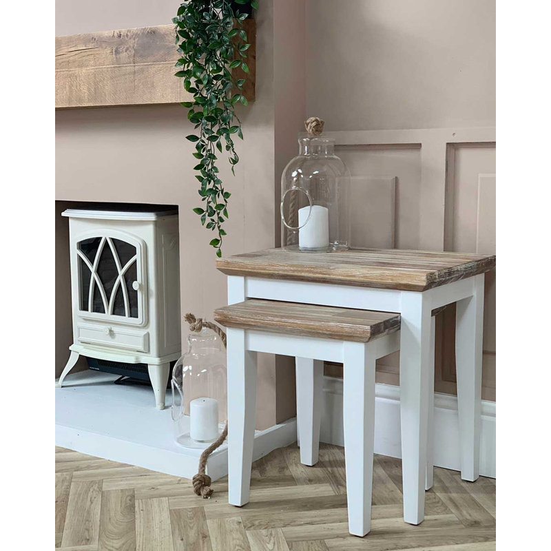 Doria Solid Wood Nesting Tables, White