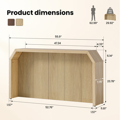 55.9'' L Fluted Wood Console Table