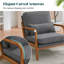Fauteuil d'appoint rembourré en bois massif Lemley Mid Century-1120179551
