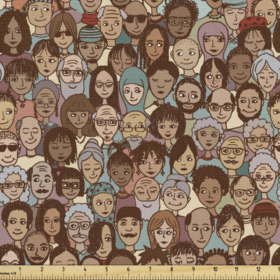 Charel People Faces from Different Ethnicity Racial Diversity Progressive World Multi-Purpose Fabric