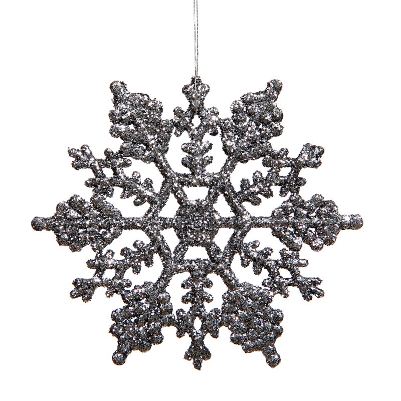 Mocha Glitter Shatterproof Plastic Snowflake Ornaments, Set of 12