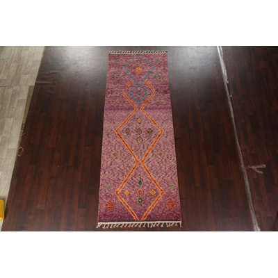 One-of-a-Kind 4'0" X 10'9" New Age Runner Wool Area Rug in Purple