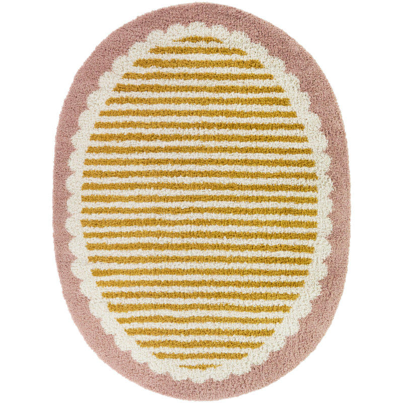 Tapis orange / rose Linnea, Ovale 5 pi 3 po x 6 pi 11 po