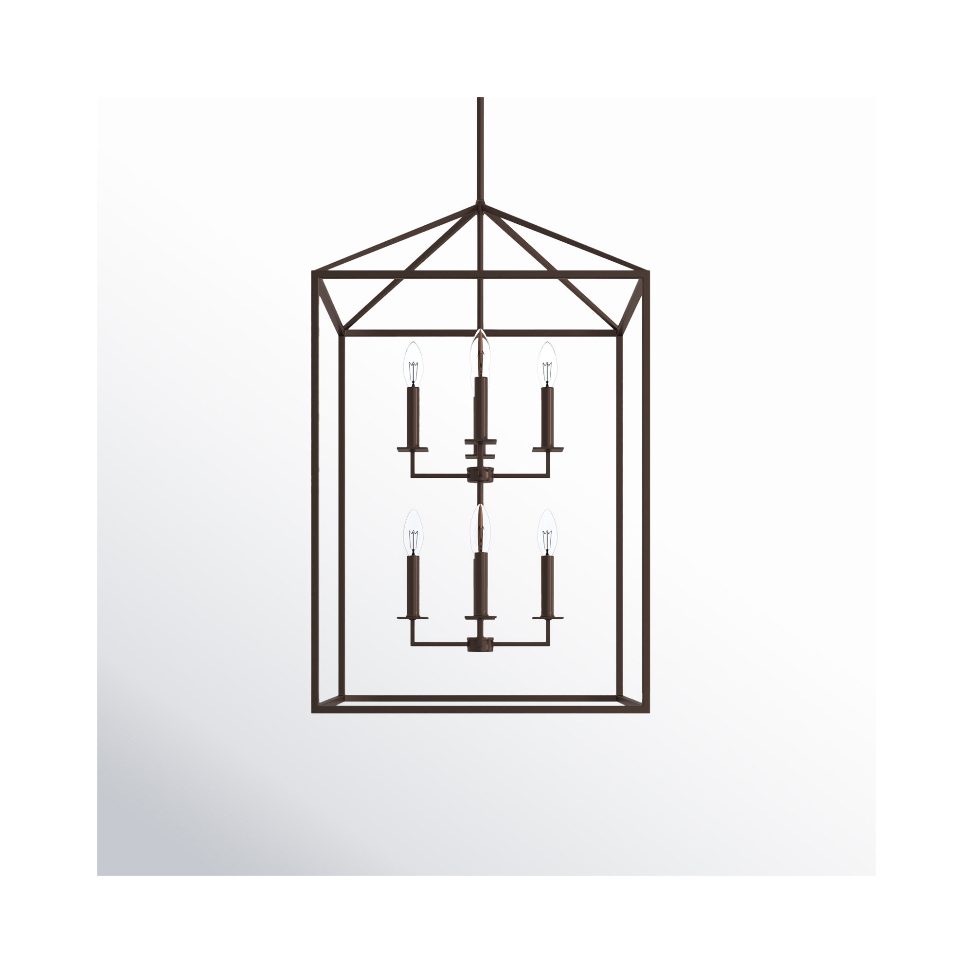 Ellis 8 - Light Metal Dimmable Lantern Chandelier, Bronze, 38" H x 22" W x 22" D, No