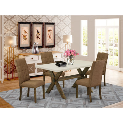 Nevia 5 - Piece Rubberwood Solid Wood Dining Set