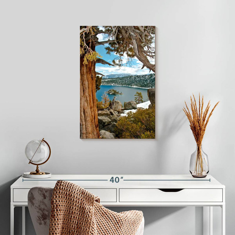 Point de vue d'hiver d'Alvord Lake Tahoe, H 24 po x l 16 po