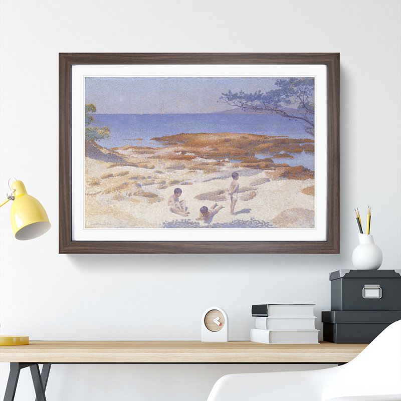 Beach at Cabasson by Henri-Edmond Cross - Picture Frame Painting, Walnut Framed, 48cm H x 65cm W x 2cm D