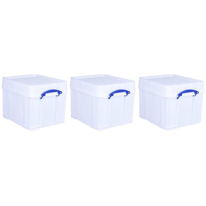  35 Liter Extra Strong Plastic Storage Box with XL Lid, 3 Pack