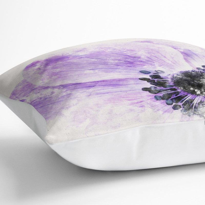 Anemone Flower Cushion with Filling, White, 40cm H x 40cm W x 15cm D