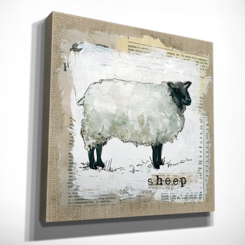 «Burlap Sheep», reproduction d'impression, H 32 po x l 32 po x P 1,5 po, Toile tendue