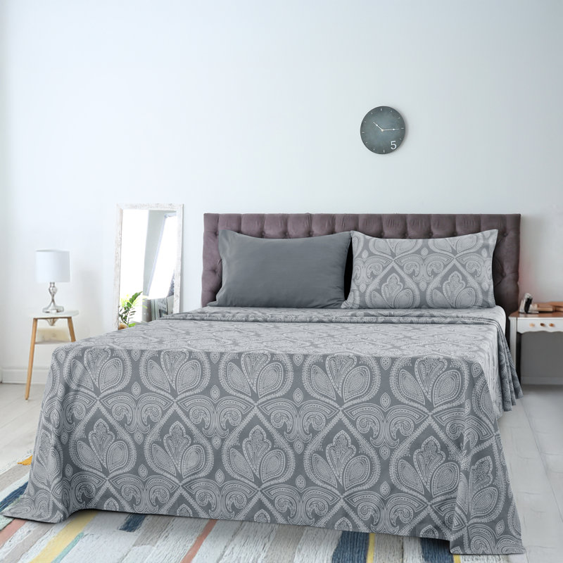Ensemble de draps en microfibre Lux Hotel, Gris, Ensemble de draps pour taille de lit simple TG ave