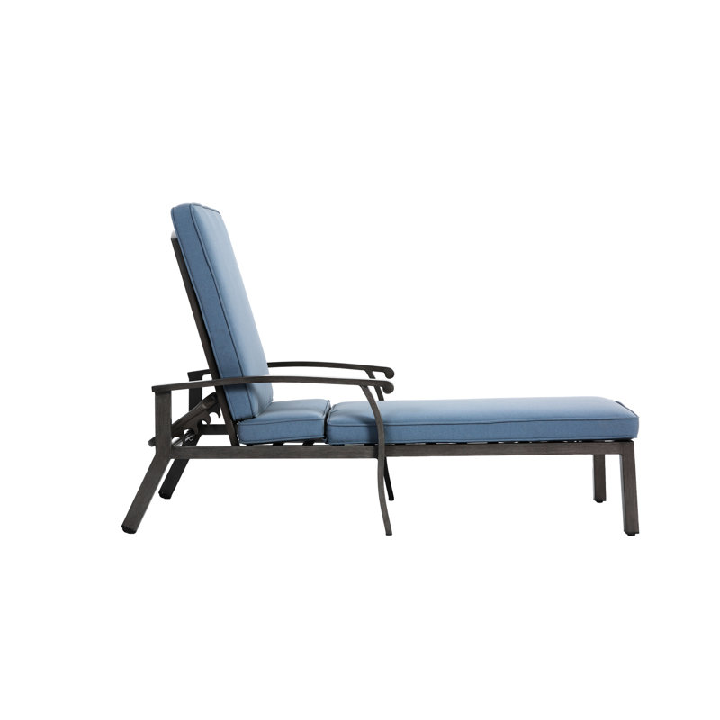 Blue Adjustable Aluminium Cast Lounge Chair With Rolling Wheels And Cross Weave Design, Package Size 41.73X24.41X12.99 In, Weight 40.79 Lb In Weave, Measures