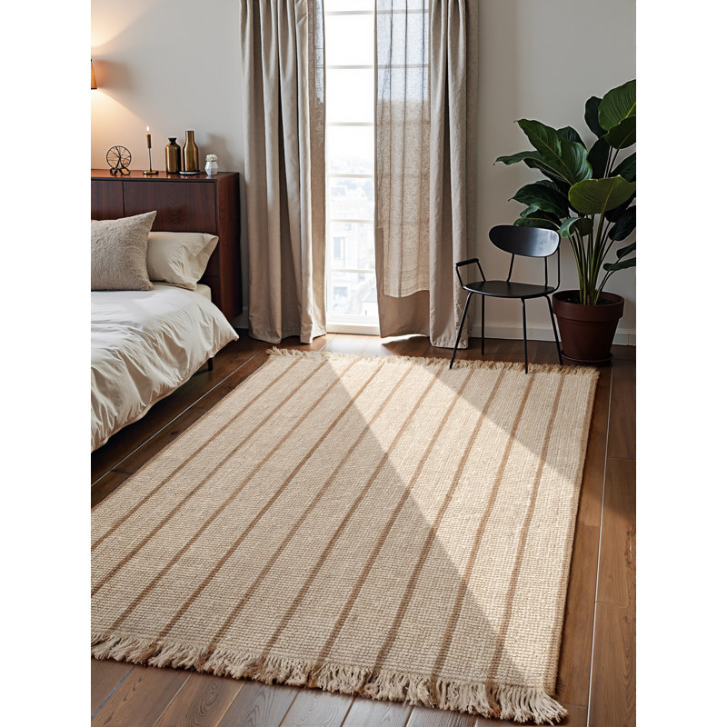 Harvest Rectangle Striped Jute / Sisal Hand Woven Area Rug, Rectangle 160 x 230 cm