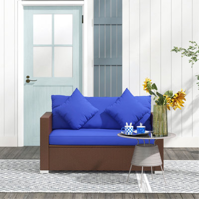 Causeuse de patio en osier avec coussins Outsunny
