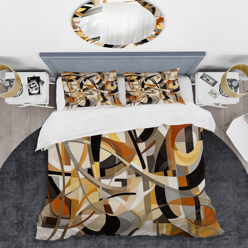 Ensemble de housse de couette en microfibre / polyester Mid Century Artistic Transformations I