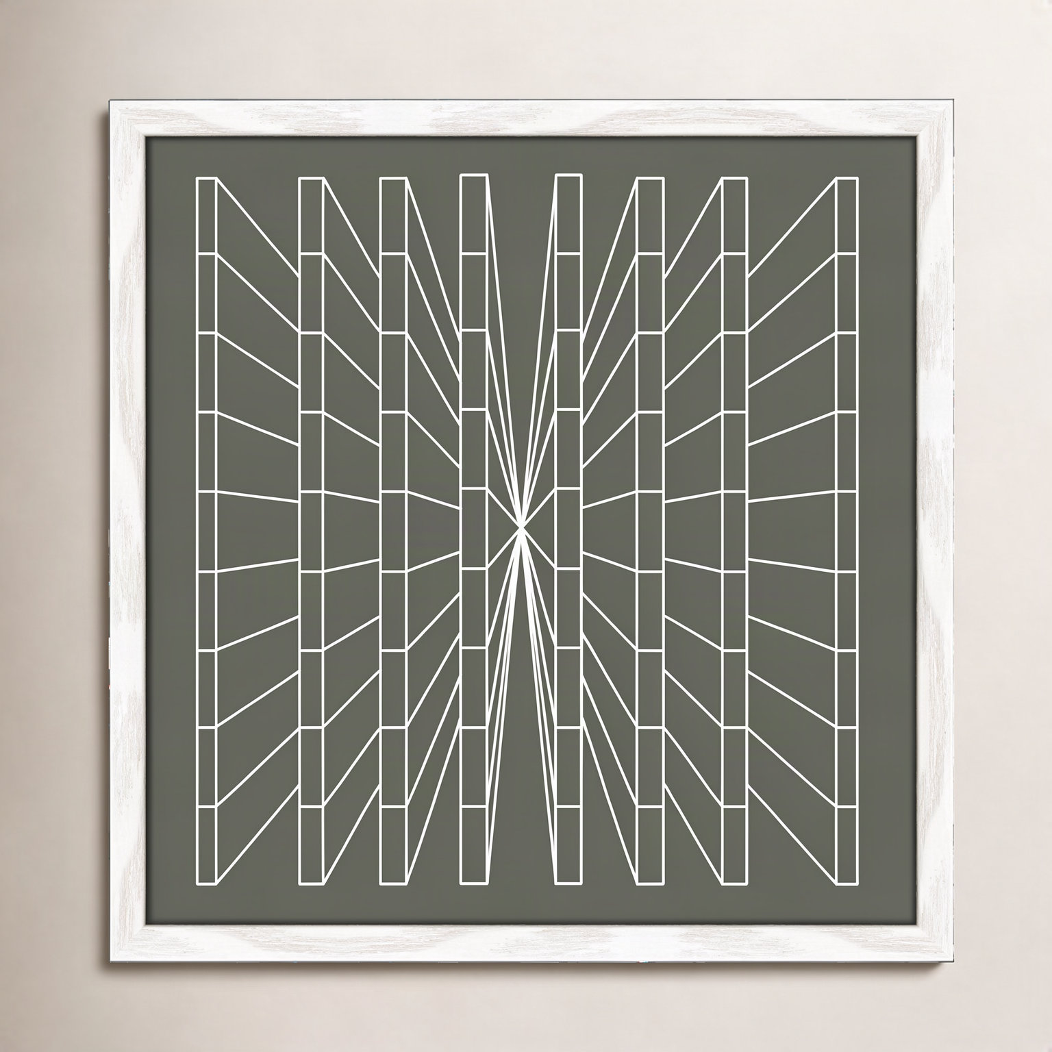 Olive Perspective by Sandi Hauanio, 17" H x 17" W x 0.75" D, White Wood Grain